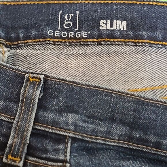 George Slim Fit Classic Dark Wash Denim Jeans 30x30 Casual Everyday Wear Men - Picture 2 of 4